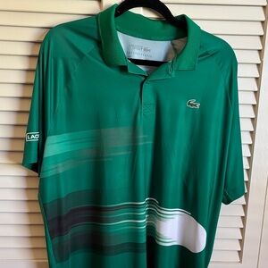 Lacoste Men's Emerald Green Polo with Subtle Wave Print